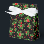 Caixinha De Lembrancinhas Padrão Clássico de Berries Vermelhos Holly Vermelh<br><div class="desc">Natal clássico contemporâneo Férias Holly e padrão das folhas. Disponível em produtos como papel de embalagem e papel tissue,  etiquetas de endereço de retorno,  etiquetas de presentes,  bolsas e caixas de favor,  adesivos e fitas.</div>
