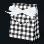 Caixinha De Lembrancinhas Padrão Clássico De Gingham Verificado Em Preto E B<br><div class="desc">Uma caixa de favor com um estilo clássico de fazenda preto e branco marcou o padrão de gingham.</div>