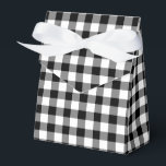 Caixinha De Lembrancinhas Padrão Clássico De Gingham Verificado Em Preto E B<br><div class="desc">Uma caixa de favor com um estilo clássico de fazenda preto e branco marcou o padrão de gingham.</div>
