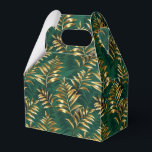 Caixinha De Lembrancinhas Padrão contínuo com samambaias douradas<br><div class="desc">Padrão contínuo de ouro,  jóias,  galhos e folhas de samambaia brilhantes em fundo verde,  florestal e texturizado. Samambaia dourada.</div>