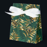 Caixinha De Lembrancinhas Padrão contínuo com samambaias douradas<br><div class="desc">Padrão contínuo de ouro,  jóias,  galhos e folhas de samambaia brilhantes em fundo verde,  florestal e texturizado. Samambaia dourada.</div>