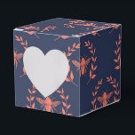 Caixinha De Lembrancinhas Padrão de Abelha Rainha Coral e Azul-Marinho<br><div class="desc">Caixa de favores com padrão vintage de abelha rainha real em coral e azul-marinho para complementar a coleção abaixo.</div>