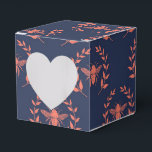 Caixinha De Lembrancinhas Padrão de Abelha Rainha Coral e Azul-Marinho<br><div class="desc">Caixa de favores com padrão vintage de abelha rainha real em coral e azul-marinho para complementar a coleção abaixo.</div>