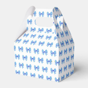 Caixinha De Lembrancinhas Padrão de arco de gingham branco-azul
