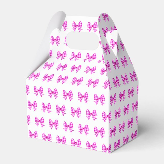 Caixinha De Lembrancinhas Padrão de arco de gingham branco-rosa (Frente)