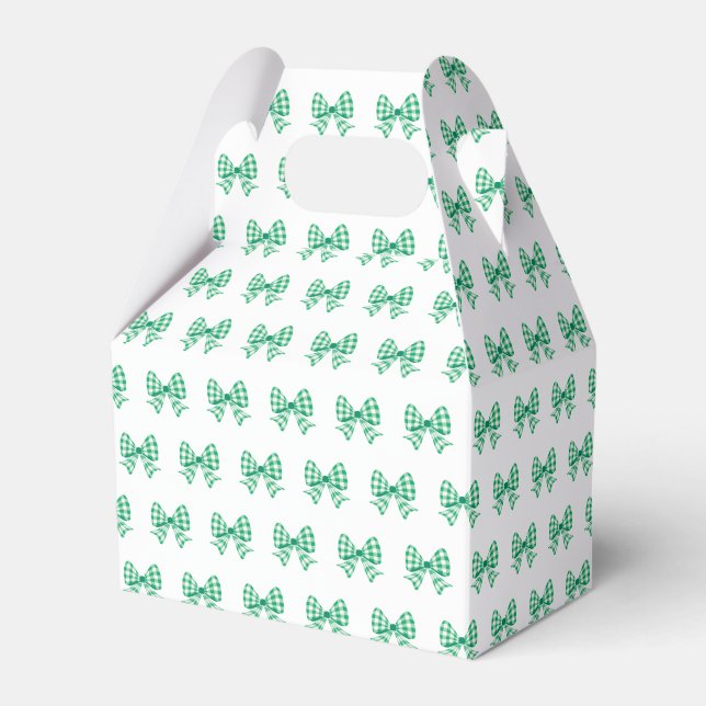 Caixinha De Lembrancinhas Padrão de arco de gingham branco-verde (Frente)