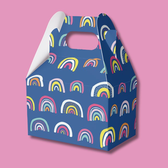 Caixinha De Lembrancinhas Padrão de arco-íris azul (Rainbow pattern blue and pink party favor box)