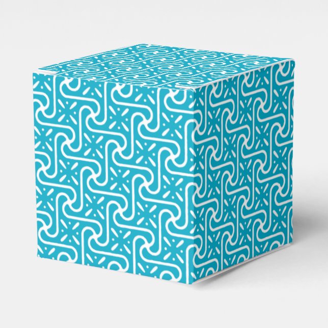 Caixinha De Lembrancinhas Padrão de azulejo egípcio, turquesa e branco (Frente)