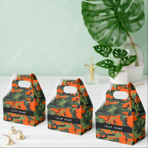 Caixinha De Lembrancinhas Padrão de Camuflagem Laranja, Seu nome, Personaliz
