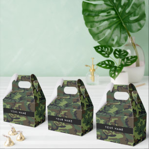 Caixinha De Lembrancinhas Padrão de Camuflagem Verde, Seu nome, Personalizar