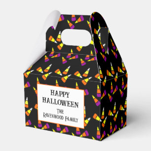 Caixinha De Lembrancinhas Padrão de Candy Corn de Halloween Editável