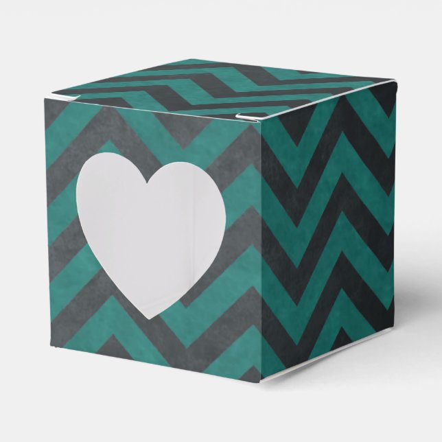 Caixinha De Lembrancinhas Padrão de Chevron Teal (Frente)