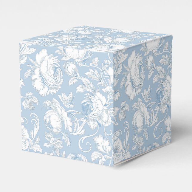 Caixinha De Lembrancinhas Padrão de Chinoiserie Azul e Branco (Frente)