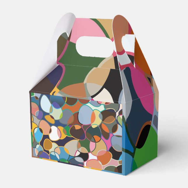 Caixinha De Lembrancinhas Padrão de Círculo Polocromático Vermelhos (Frente)