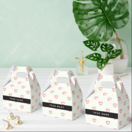 Caixinha De Lembrancinhas Padrão de Coração Vermelho, Amor, Seu Nome, Person