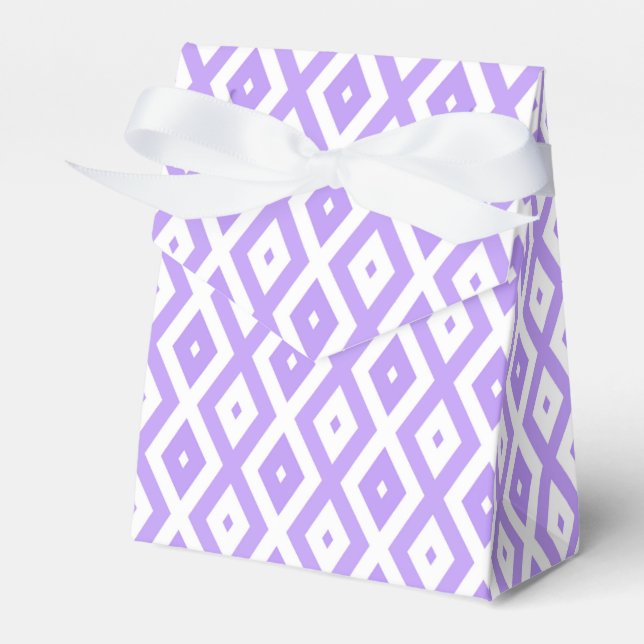 Caixinha De Lembrancinhas Padrão de diamante roxo e branco (Frente)