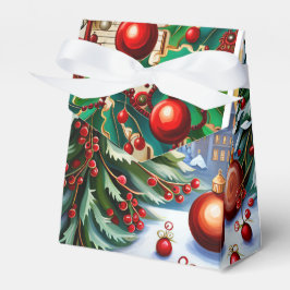 Caixinha De Lembrancinhas Padrão de Ephemera Natal