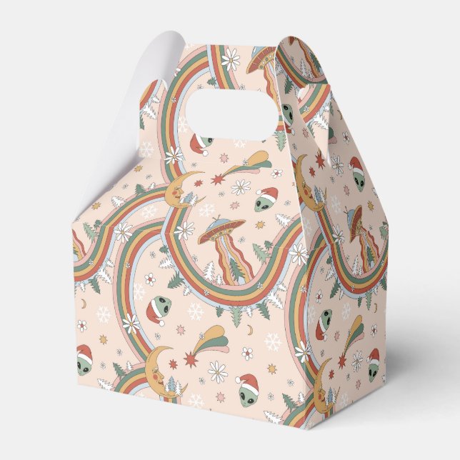 Caixinha De Lembrancinhas Padrão de Férias do Rainbow, Alienígena de Árvore  (Frente)