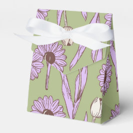 Caixinha De Lembrancinhas Padrão de Flor de Hippie Funky Y2K Retro Roxo Verd