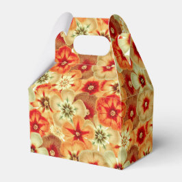 Caixinha De Lembrancinhas Padrão de Flores de Hippie Laranja Retro-Laranja
