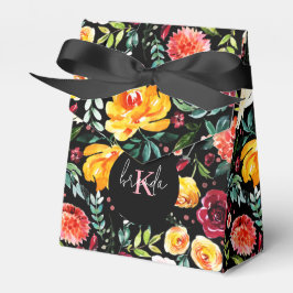 Caixinha De Lembrancinhas Padrão de flores de jardim com aquarelas coloridas