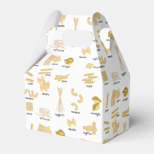 Caixinha De Lembrancinhas Padrão de Formas e Nomes de Massa Italiana (Frente)