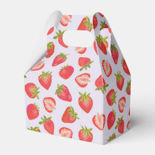 Caixinha De Lembrancinhas Padrão de Fruta Morango Rosa