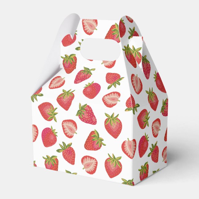 Caixinha De Lembrancinhas Padrão de frutas de morango (Frente)