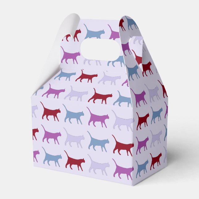 Caixinha De Lembrancinhas Padrão de Gato Andando Roxo (Frente)