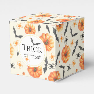 Caixinha De Lembrancinhas Padrão de Halloween de Cores de Água de Truque ou