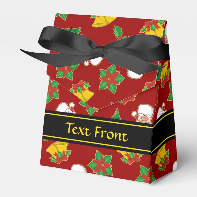 Caixinha De Lembrancinhas Padrão de Ícones de Natal (Frente)