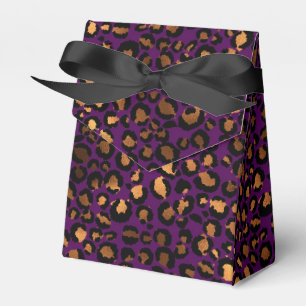 Caixinha De Lembrancinhas Padrão de leopardo dourado e roxo