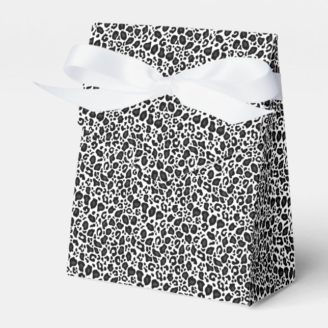 Caixinha De Lembrancinhas Padrão de leopardo guepardo preto e branco (Frente)