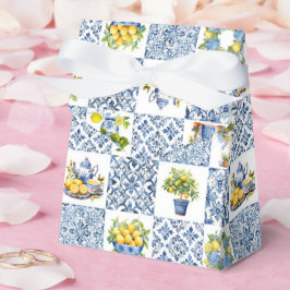 Caixinha De Lembrancinhas Padrão de Limão de Verão Mediterrâneo