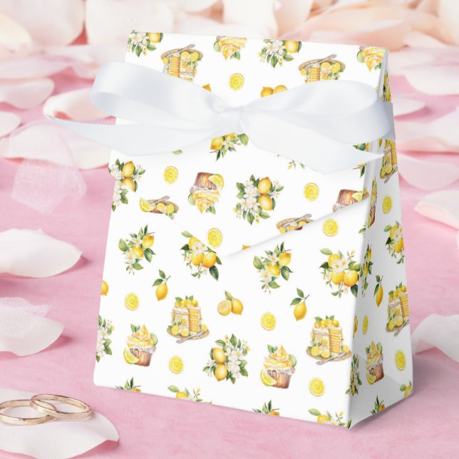 Caixinha De Lembrancinhas Padrão de Limão de Verão Mediterrâneo (Casamento)