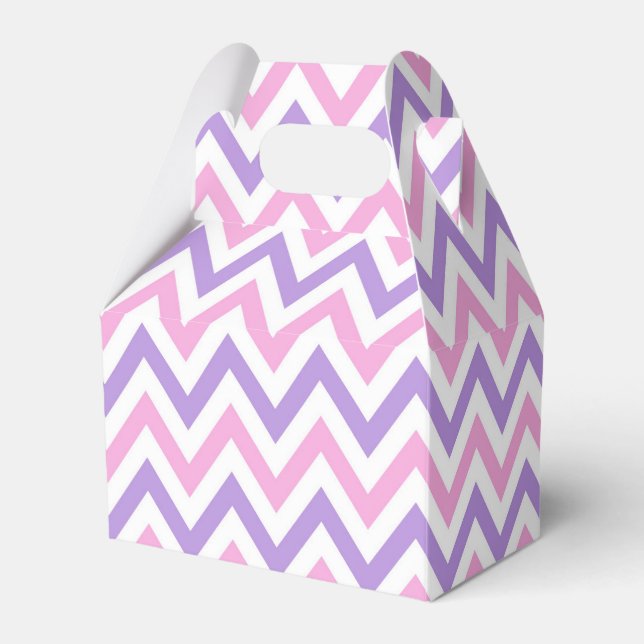 Caixinha De Lembrancinhas Padrão de Linha Geométrica Rosa Simples e Púrpura (Frente)