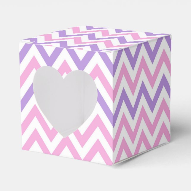 Caixinha De Lembrancinhas Padrão de Linha Geométrica Rosa Simples e Púrpura (Frente)
