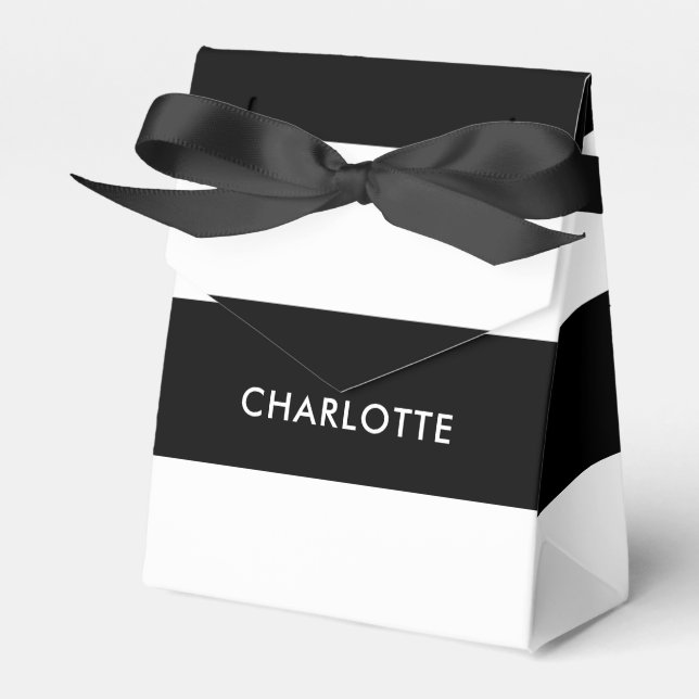 Caixinha De Lembrancinhas Padrão de listras brancas e pretas do luxo moderno (Frente)