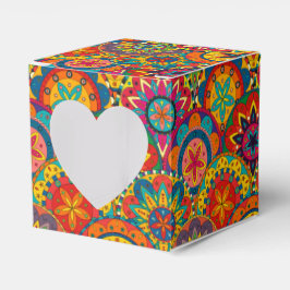 Caixinha De Lembrancinhas Padrão de Mandala Colorida Retroativa Funky