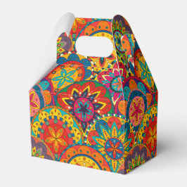 Caixinha De Lembrancinhas Padrão de Mandala Colorida Retroativa Funky
