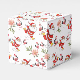 Caixinha De Lembrancinhas Padrão de Natal do Flamingo Tropical Papai Noel