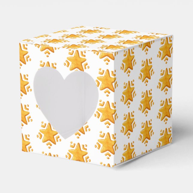Caixinha De Lembrancinhas Padrão de Neve de Natal Dourado (Frente)