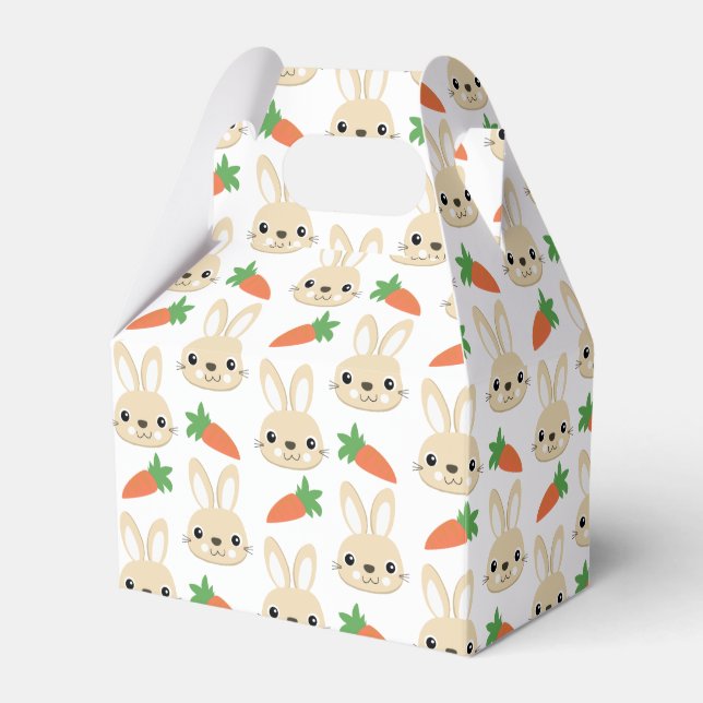 Caixinha De Lembrancinhas Padrão de Páscoa Bunny e Carrot (Frente)