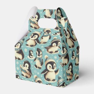 Caixinha De Lembrancinhas Padrão de Pinguim Cuto Vintage