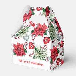 Caixinha De Lembrancinhas Padrão de Poinsettia de Natal