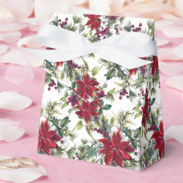 Caixinha De Lembrancinhas Padrão de Poinsettia em Aquarela 