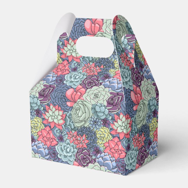 Caixinha De Lembrancinhas Padrão de Suculência Colorida (Frente)