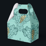 Caixinha De Lembrancinhas Padrão de Vinho Dourado e Teal<br><div class="desc">Vintage vinhedo: caixa em sotaque,  aqua e ouro.</div>