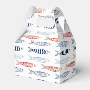 Caixinha De Lembrancinhas Padrão Decorativo do Peixe de Sardinha do Mediterr