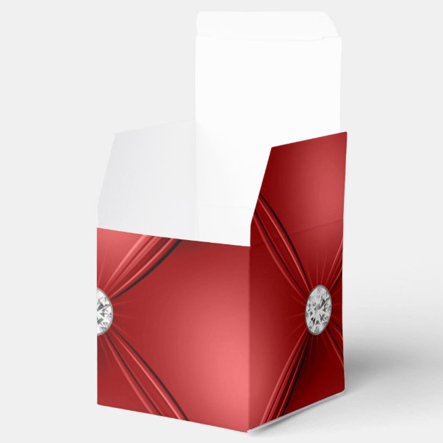 Caixinha De Lembrancinhas Padrão Decorativo Quadrado Vermelho Tufado Pequeno (Aberto)